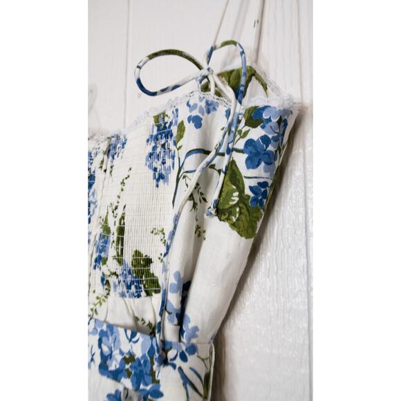 REFORMATION 'Keiryn' Linen Maxi Dress in Riviera Blue White Print US 12 NWT $278 - Picture 11 of 16